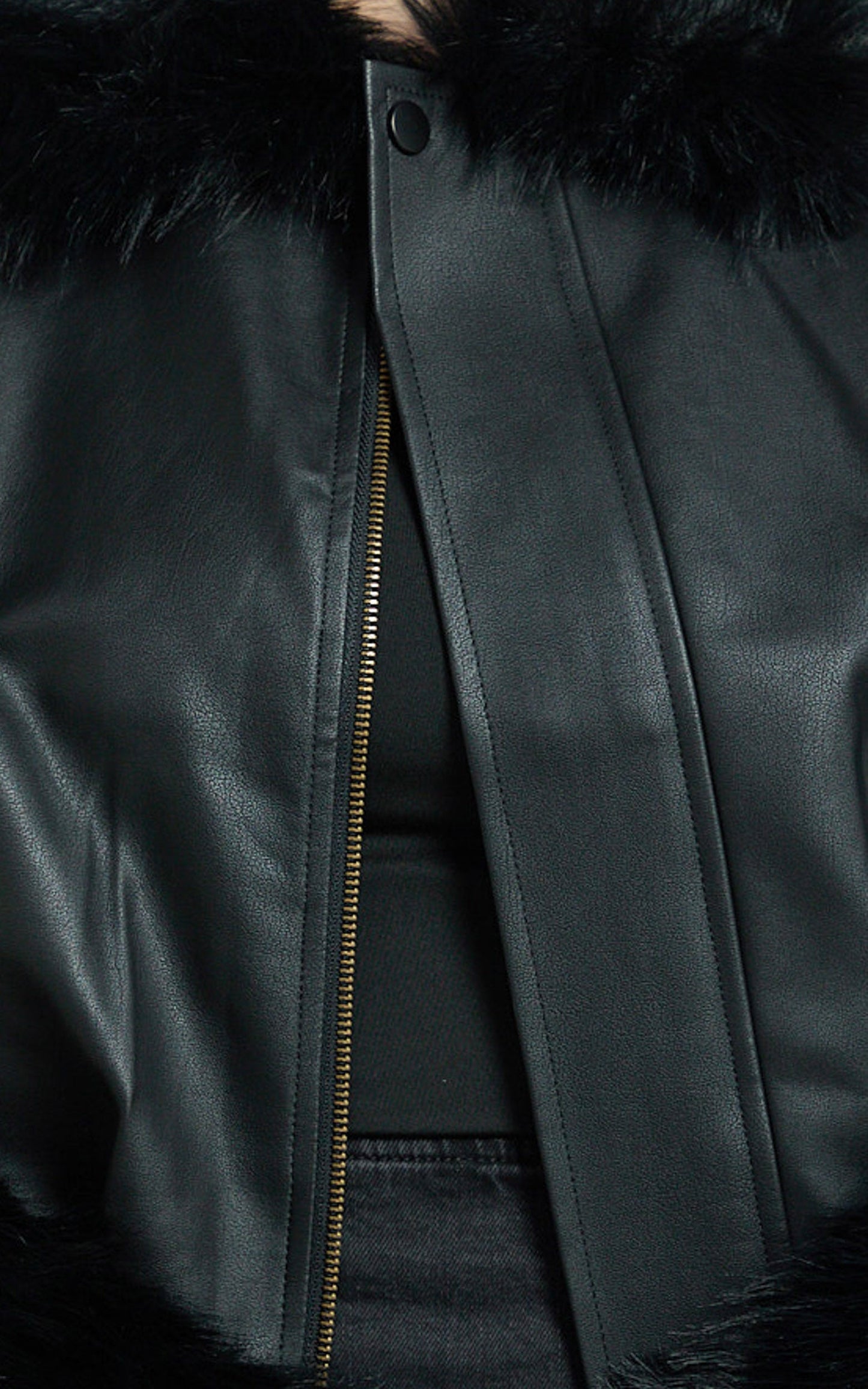 Zuri Jacket - Faux Fur Collar and Cuff Suede Jacket in Black