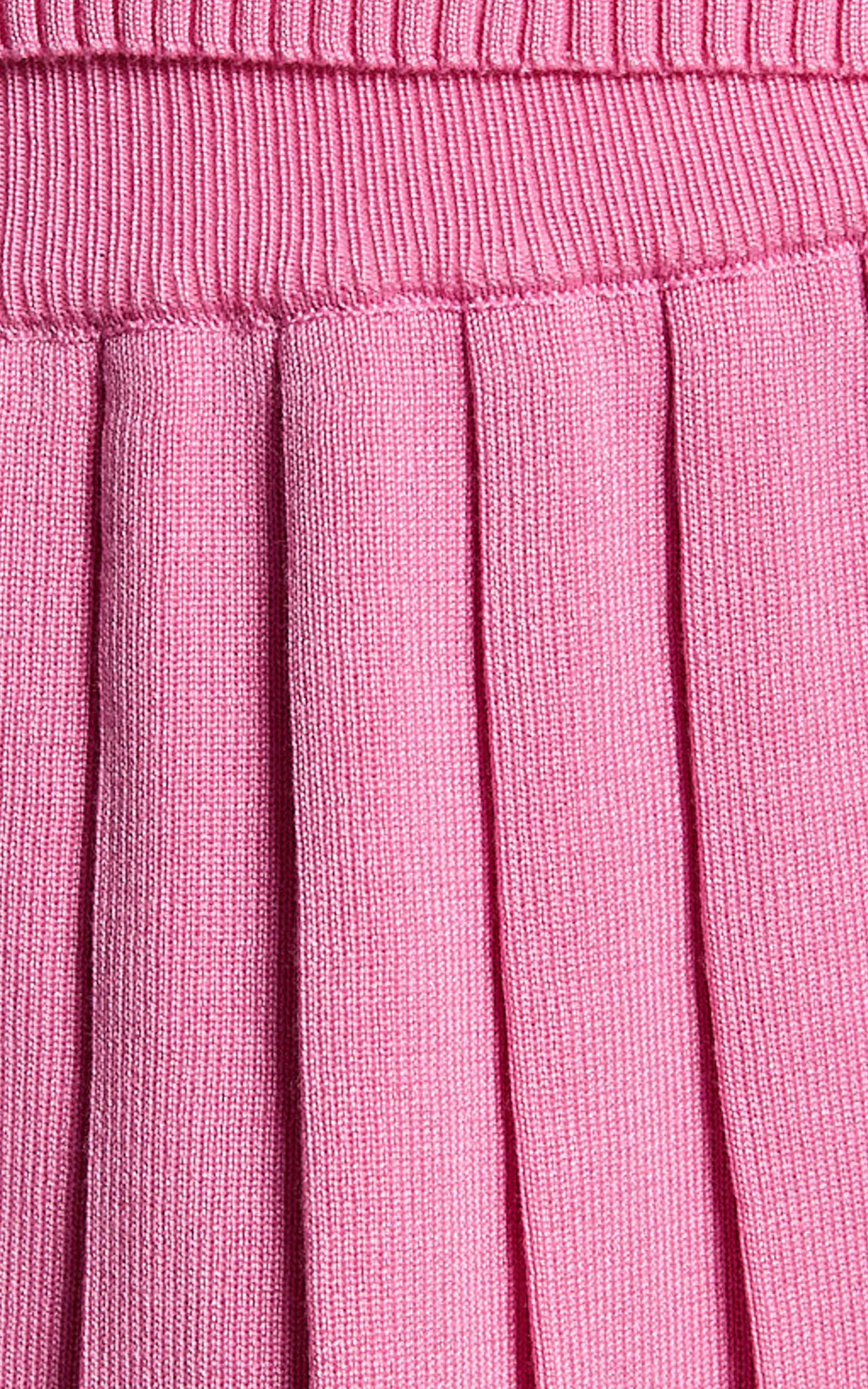 Zyra Two Piece Set - Crop Top and Pleated Mini Skirt Set in Pink