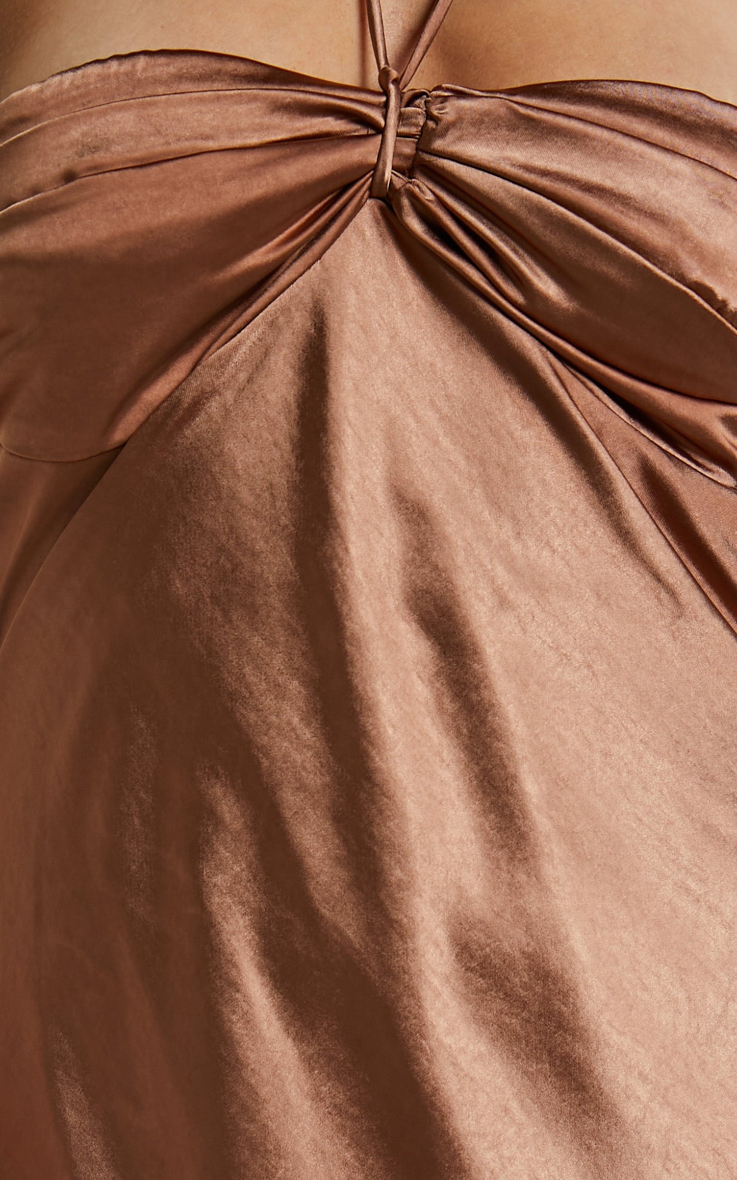 Zyrille Midi Dress - Thigh Split Halter Neck Midi Dress in Chocolate