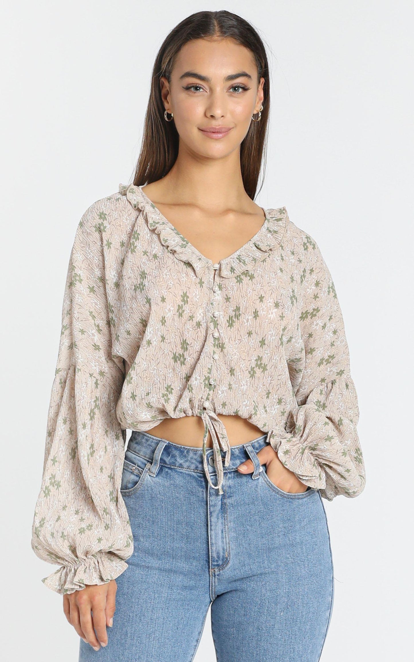 Serena Top in Beige Floral