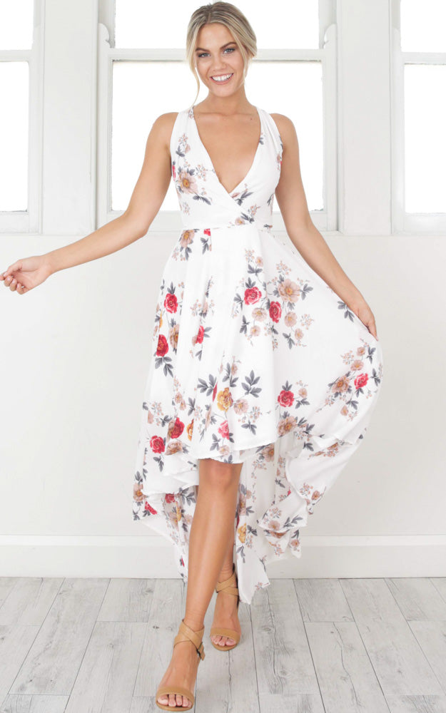 Ocean Avenue Dress In White Floral