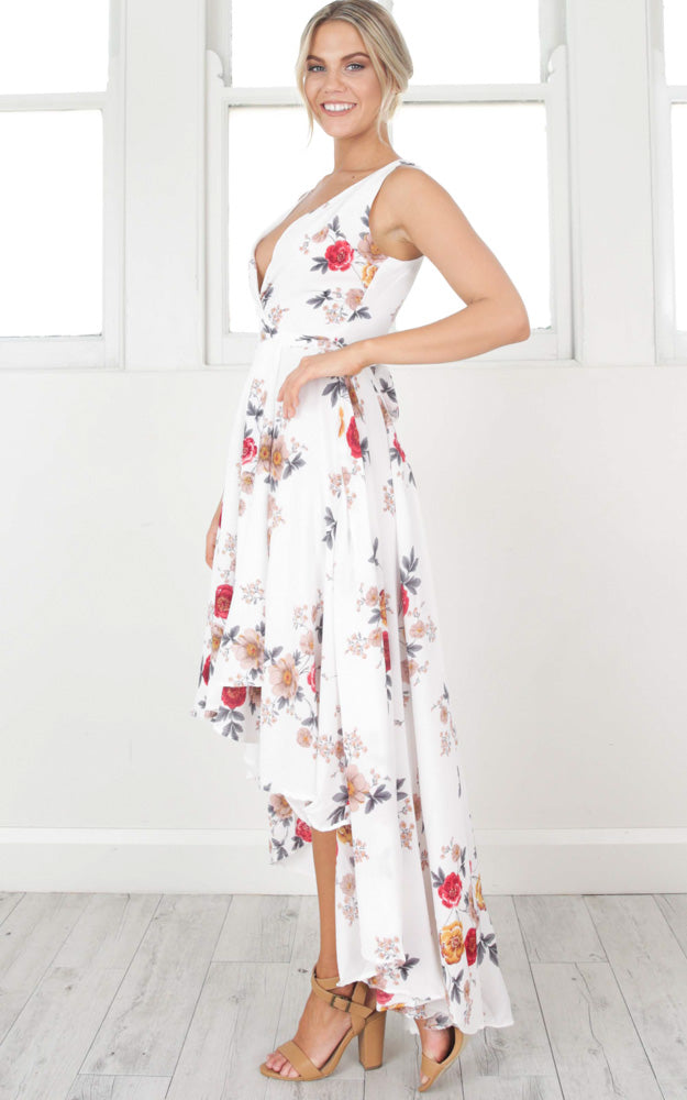 Ocean Avenue Dress In White Floral