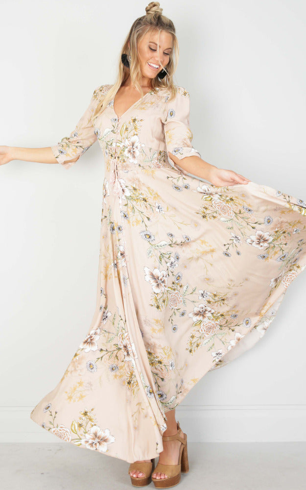 Lone Traveller Maxi Dress In Blush Floral