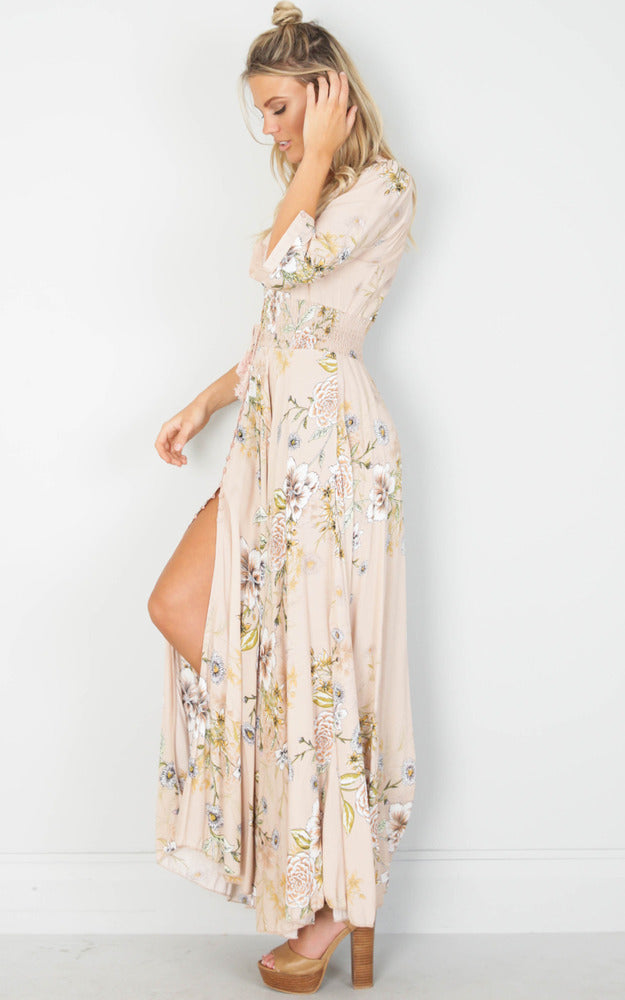 Lone Traveller Maxi Dress In Blush Floral