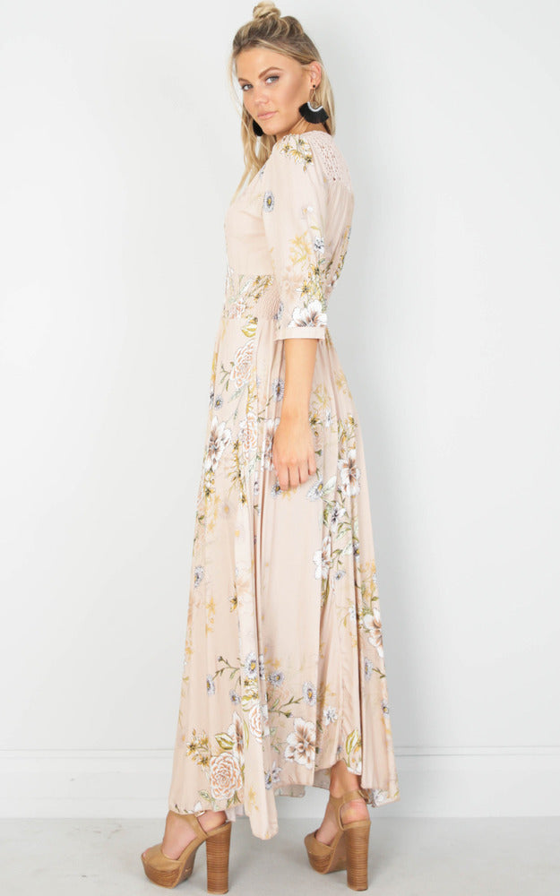 Lone Traveller Maxi Dress In Blush Floral