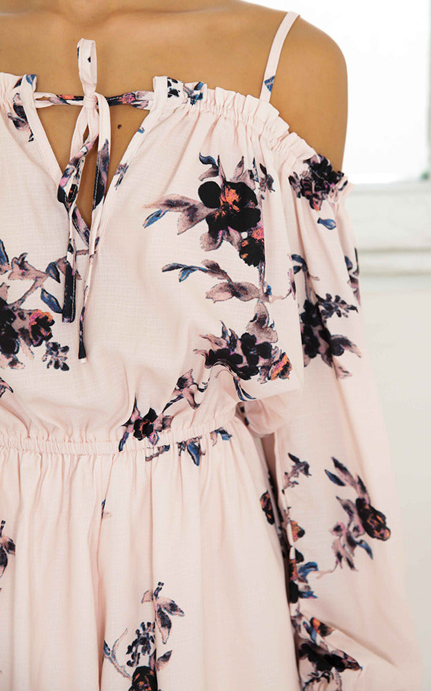Say Hey Playsuit In Pale Pink Floral