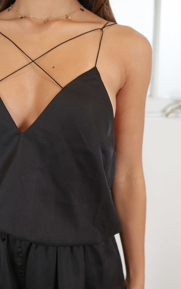 Clap Your Hands Playsuit In Black
