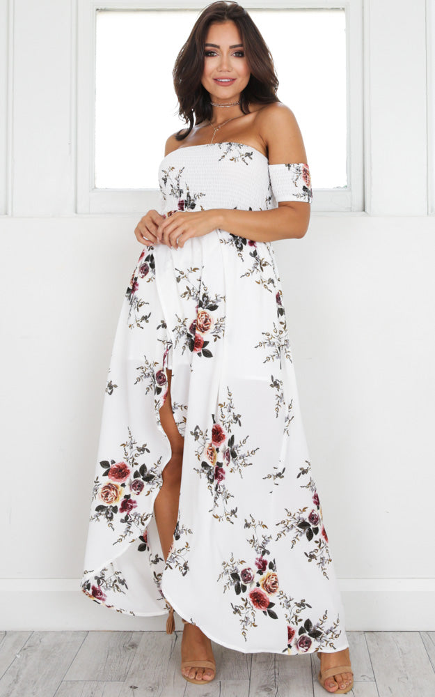 Lovestruck Maxi Dress in White Floral