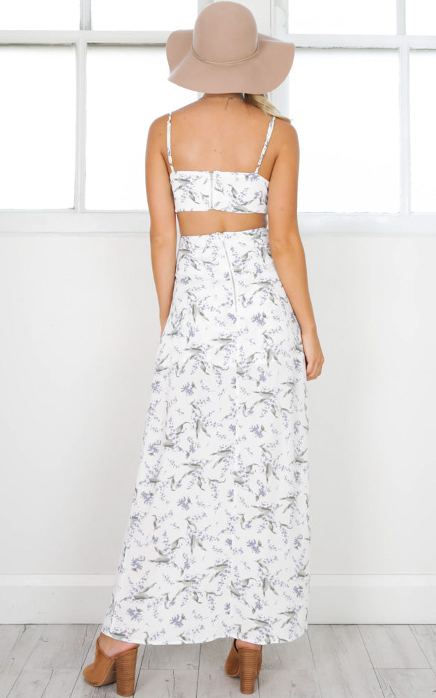 Kiss Me Better Two Piece Set In White And Blue Floral