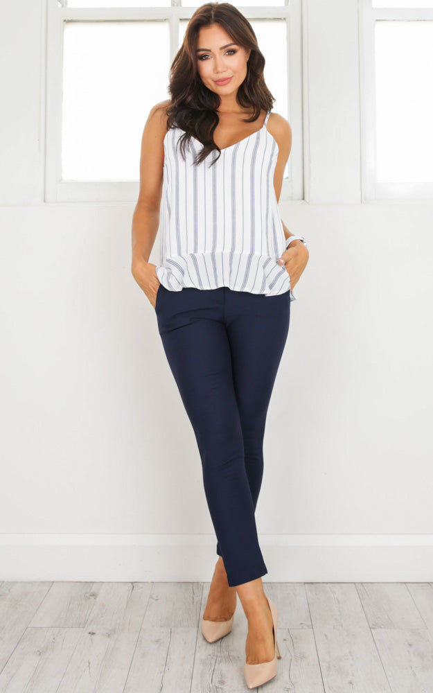 Amelia Top In White Stripe