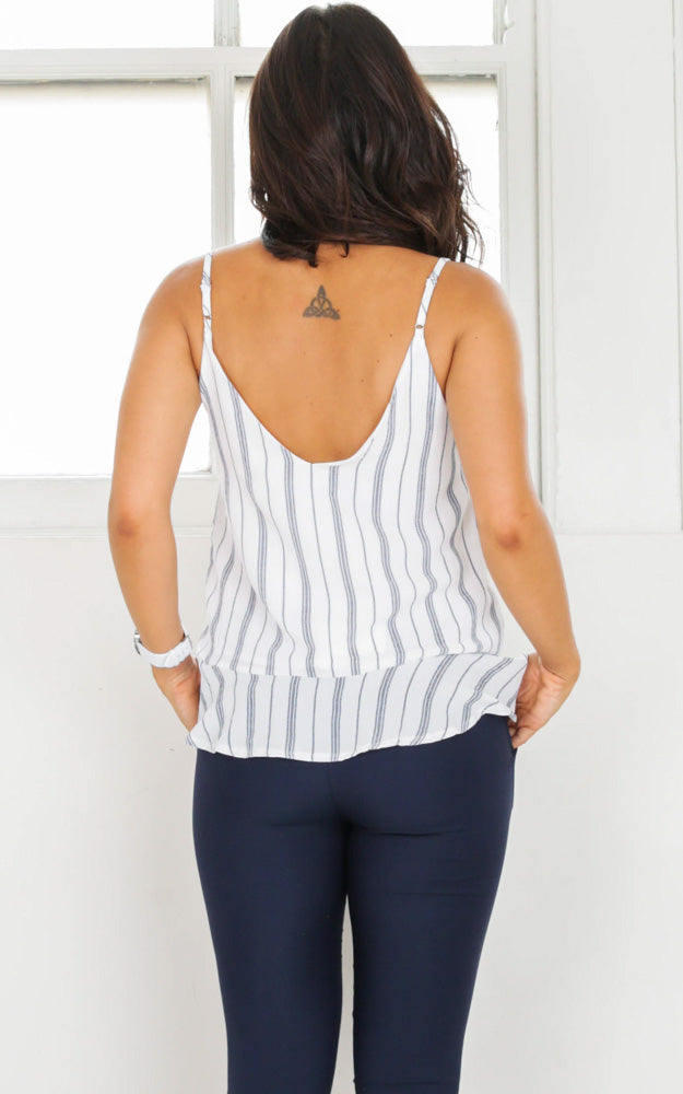 Amelia Top In White Stripe