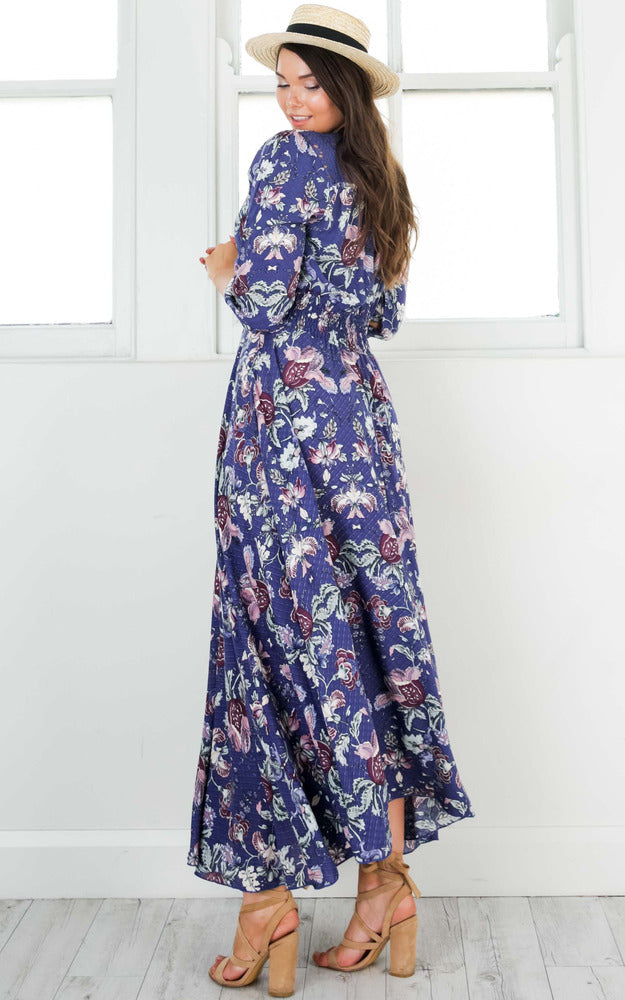 Lone Traveller Maxi Dress In Indigo Floral