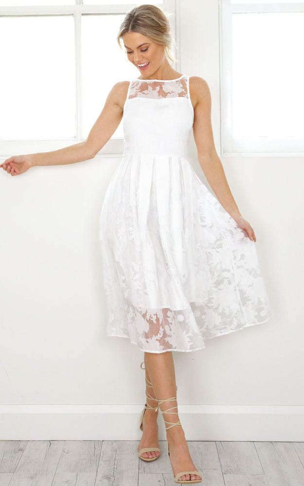 Mad Tea Party Dress In White