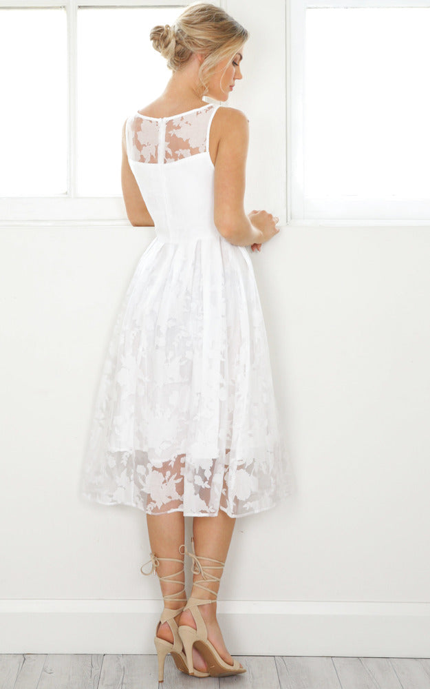 Mad Tea Party Dress In White