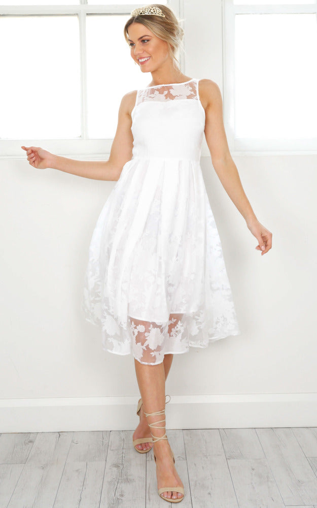 Mad Tea Party Dress In White