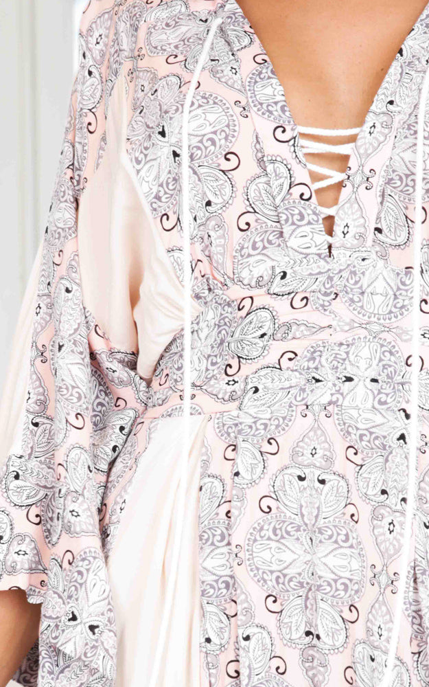 Drumming Song Dress In Peach Print