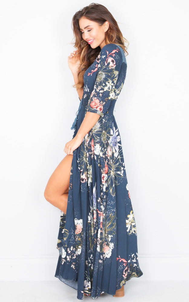 Lone Traveller Maxi Dress In Teal Floral