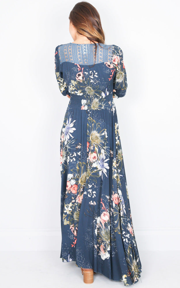 Lone Traveller Maxi Dress In Teal Floral