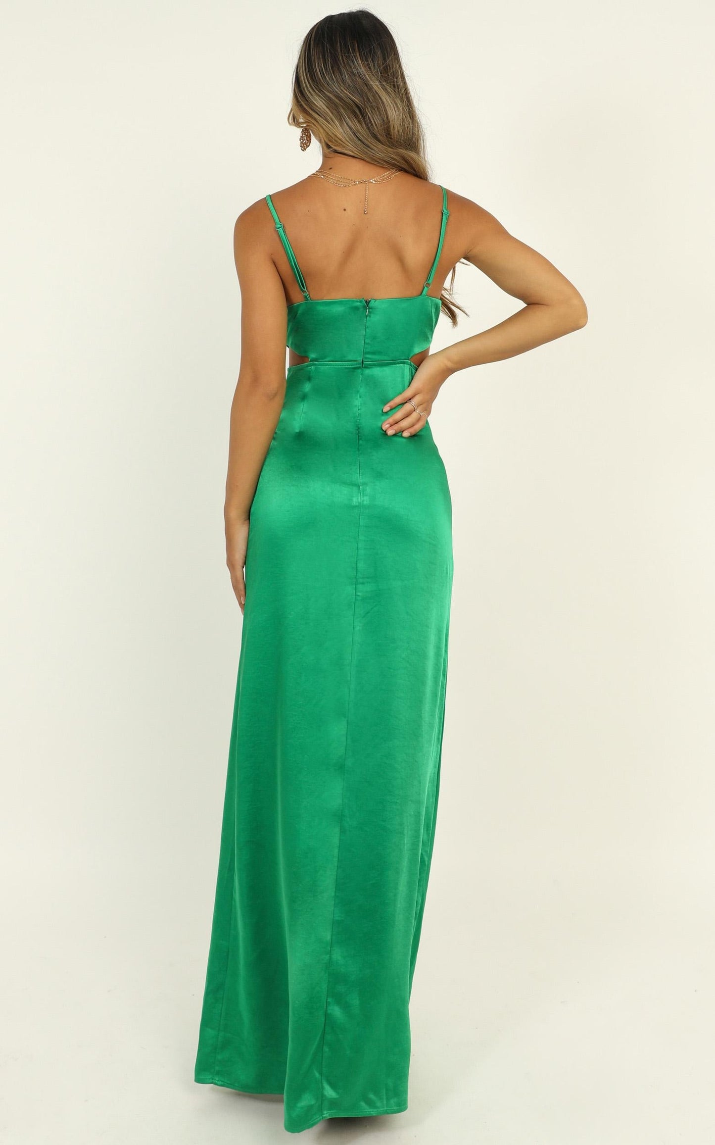 A Special Mention Dress in Green Satin