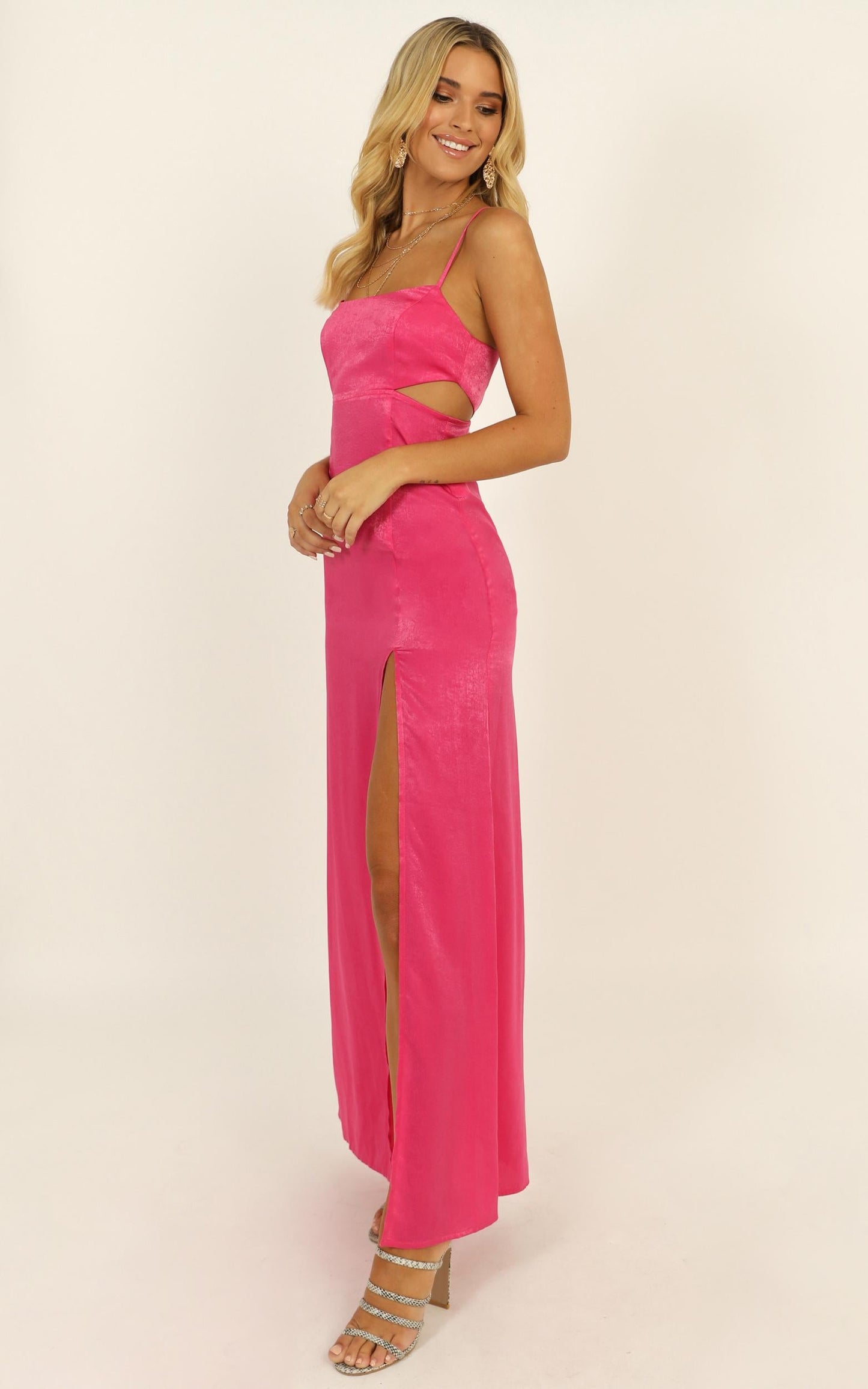 A Special Mention Dress In Hot Pink Satin