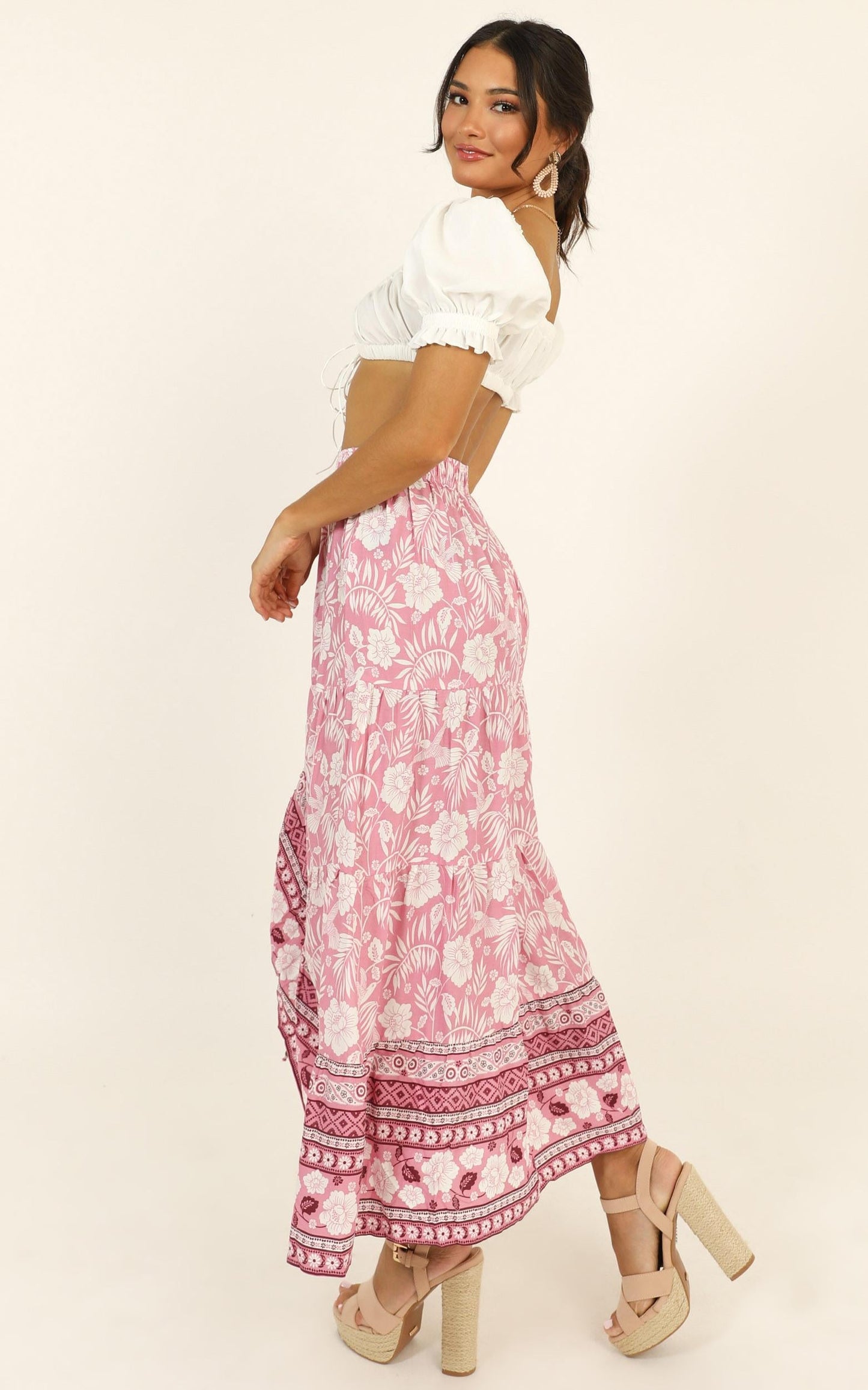 A World Apart Skirt In Pink Print