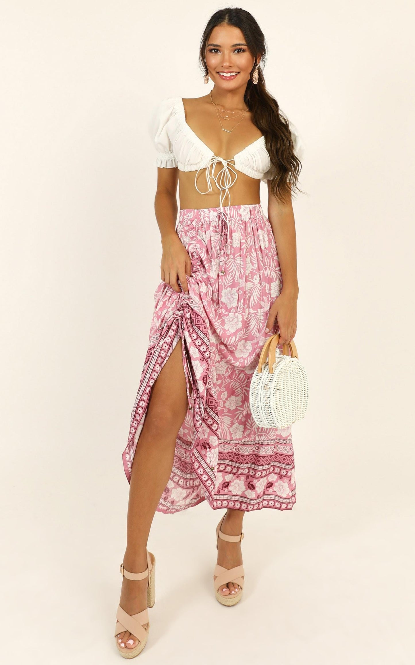 A World Apart Skirt In Pink Print