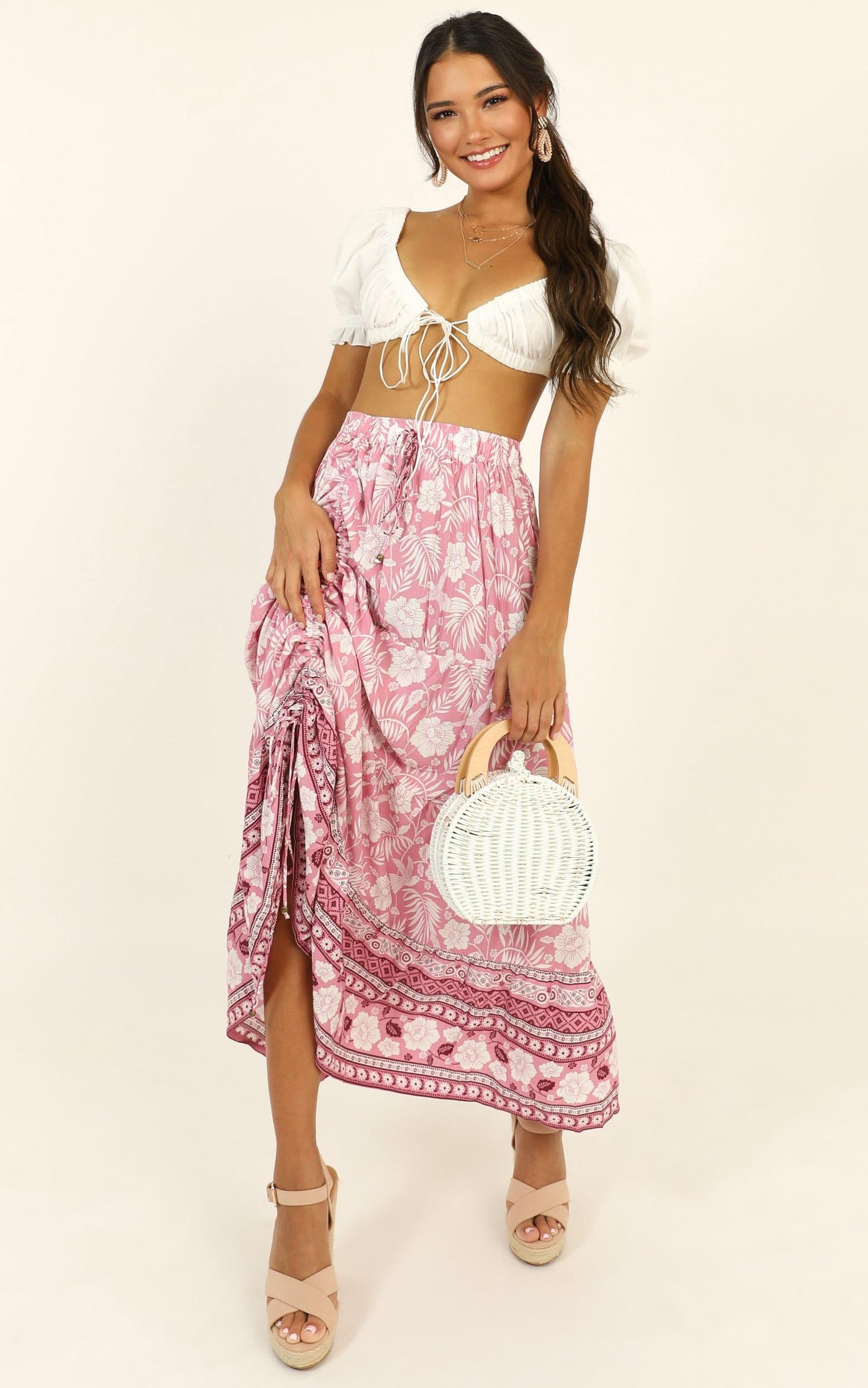 A World Apart Skirt In Pink Print