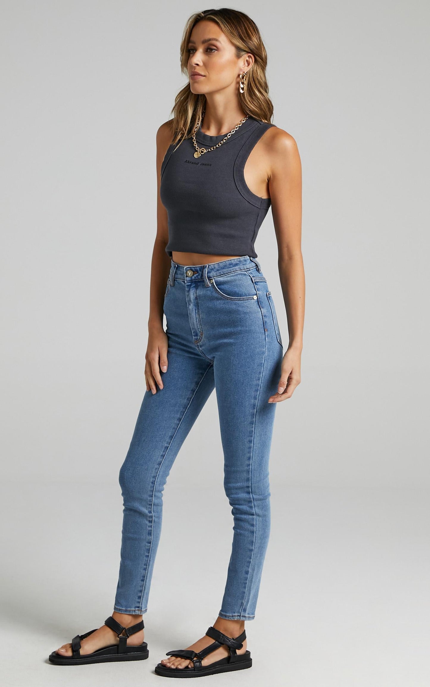 Abrand - A High Skinny Ankle Basher Jean in La Blues