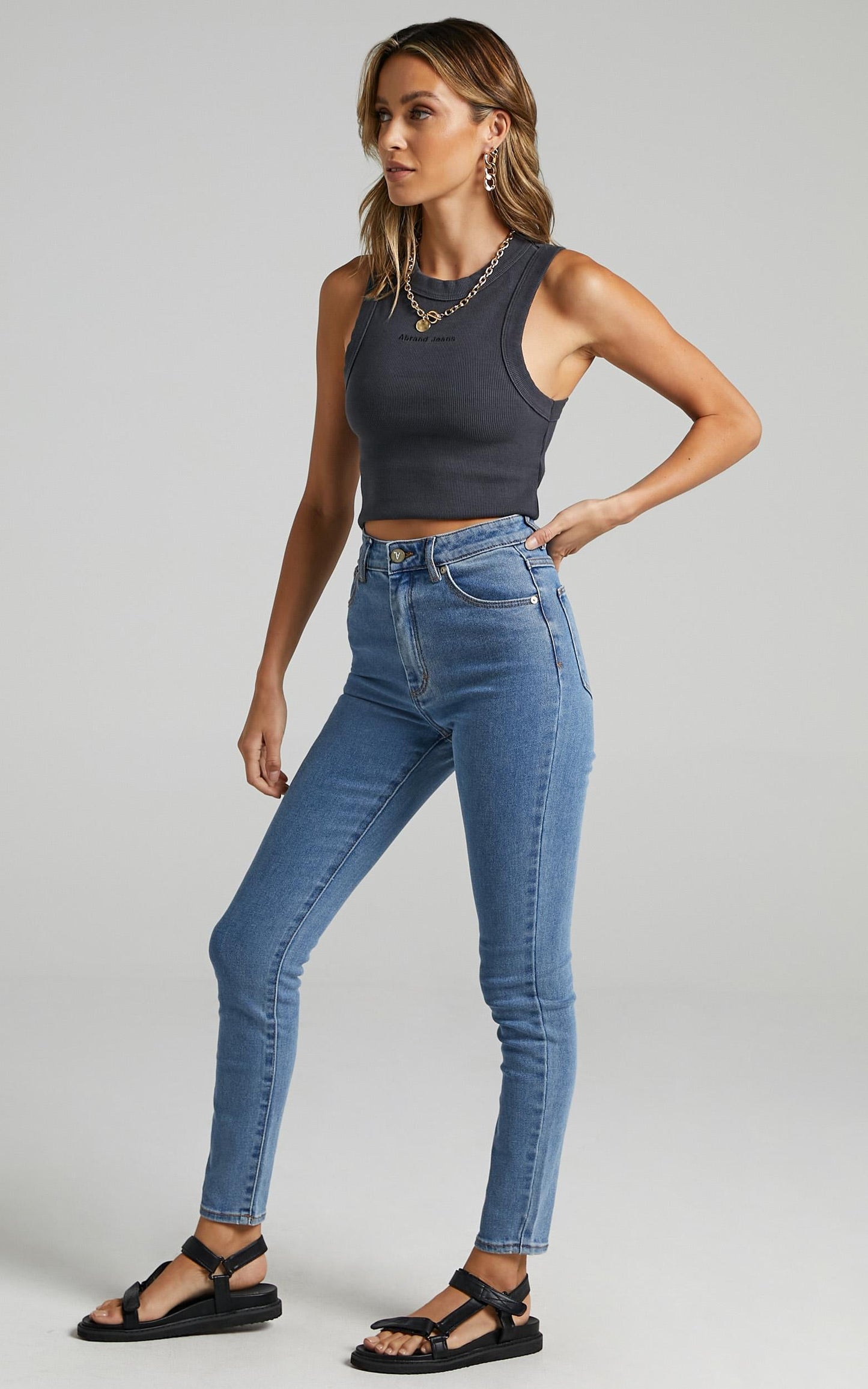 Abrand - A High Skinny Ankle Basher Jean in La Blues