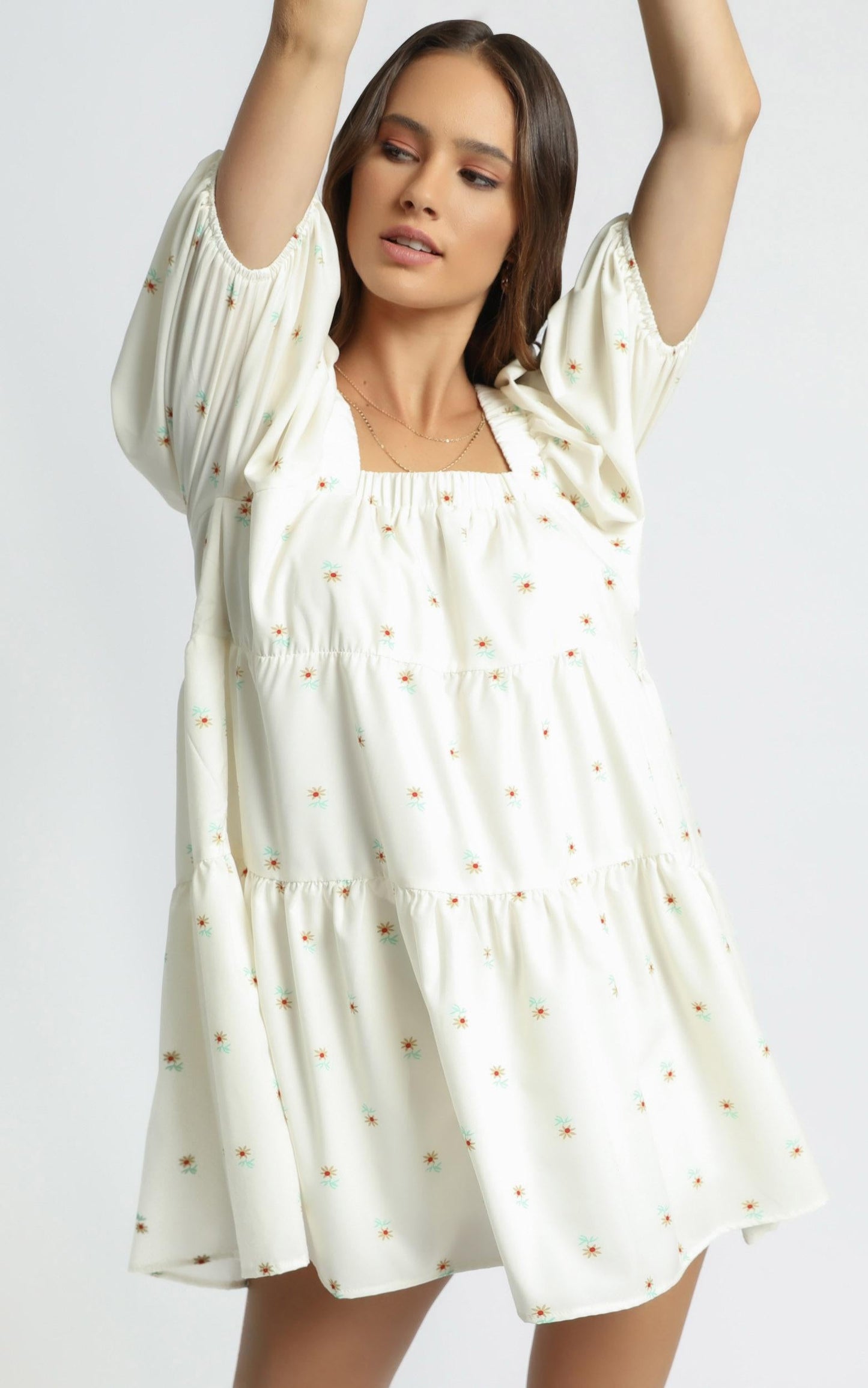 Aimee Dress in White Floral