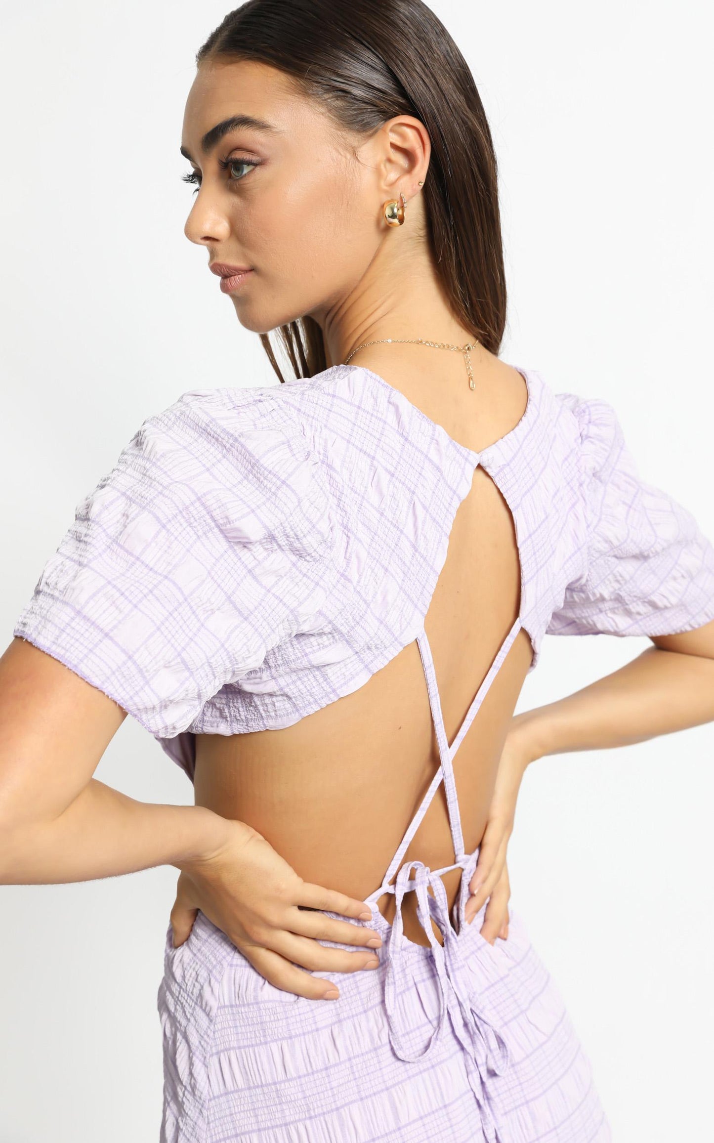 Akara Dress in Lilac Check