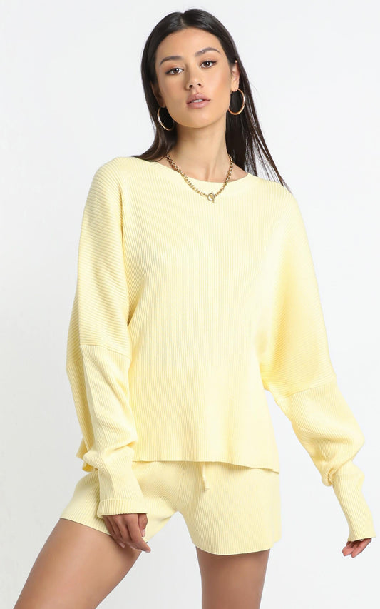 Lullaby Club - Alex Knit Sweater in Lemon
