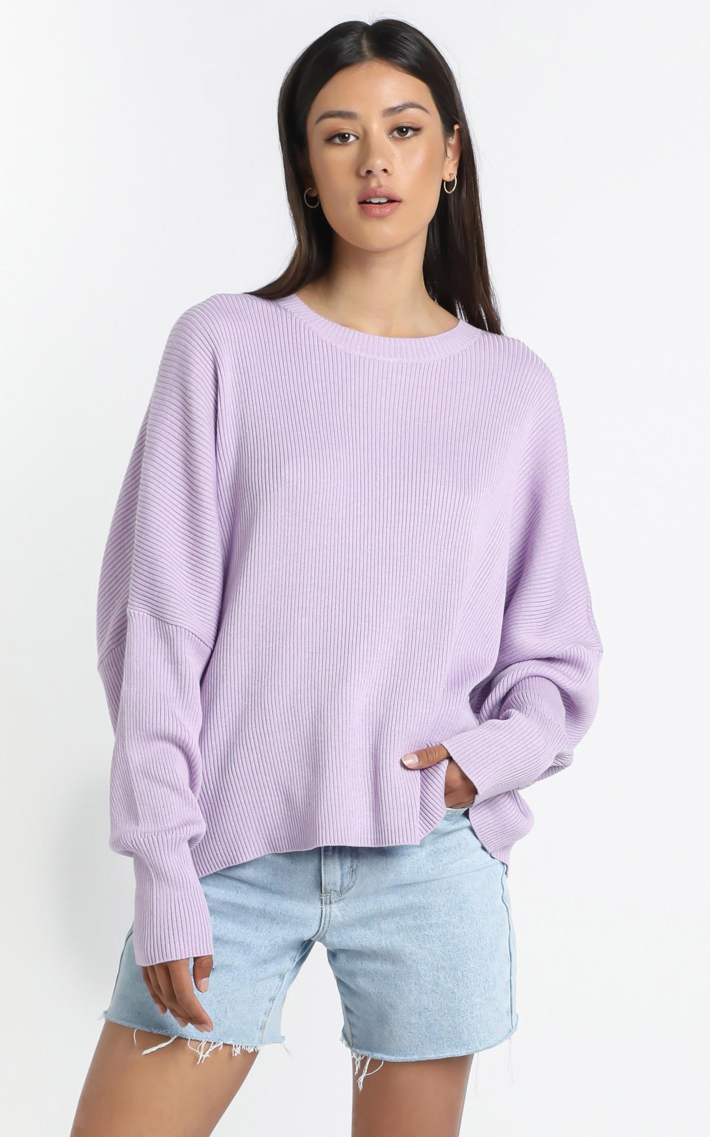 Lullaby Club - Alex Knit Sweater in Periwinkle