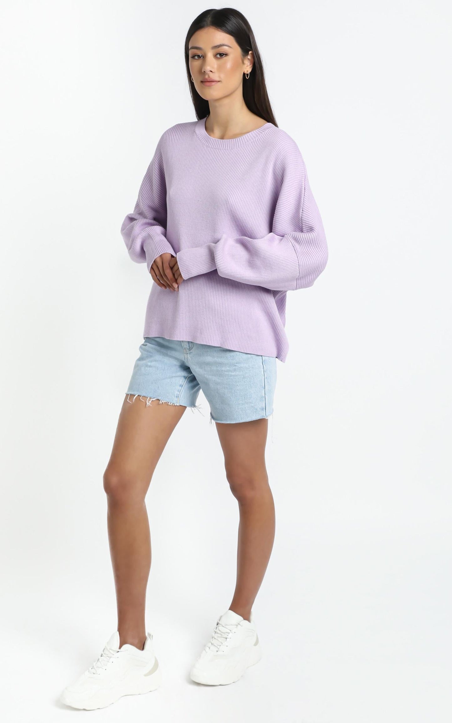 Lullaby Club - Alex Knit Sweater in Periwinkle
