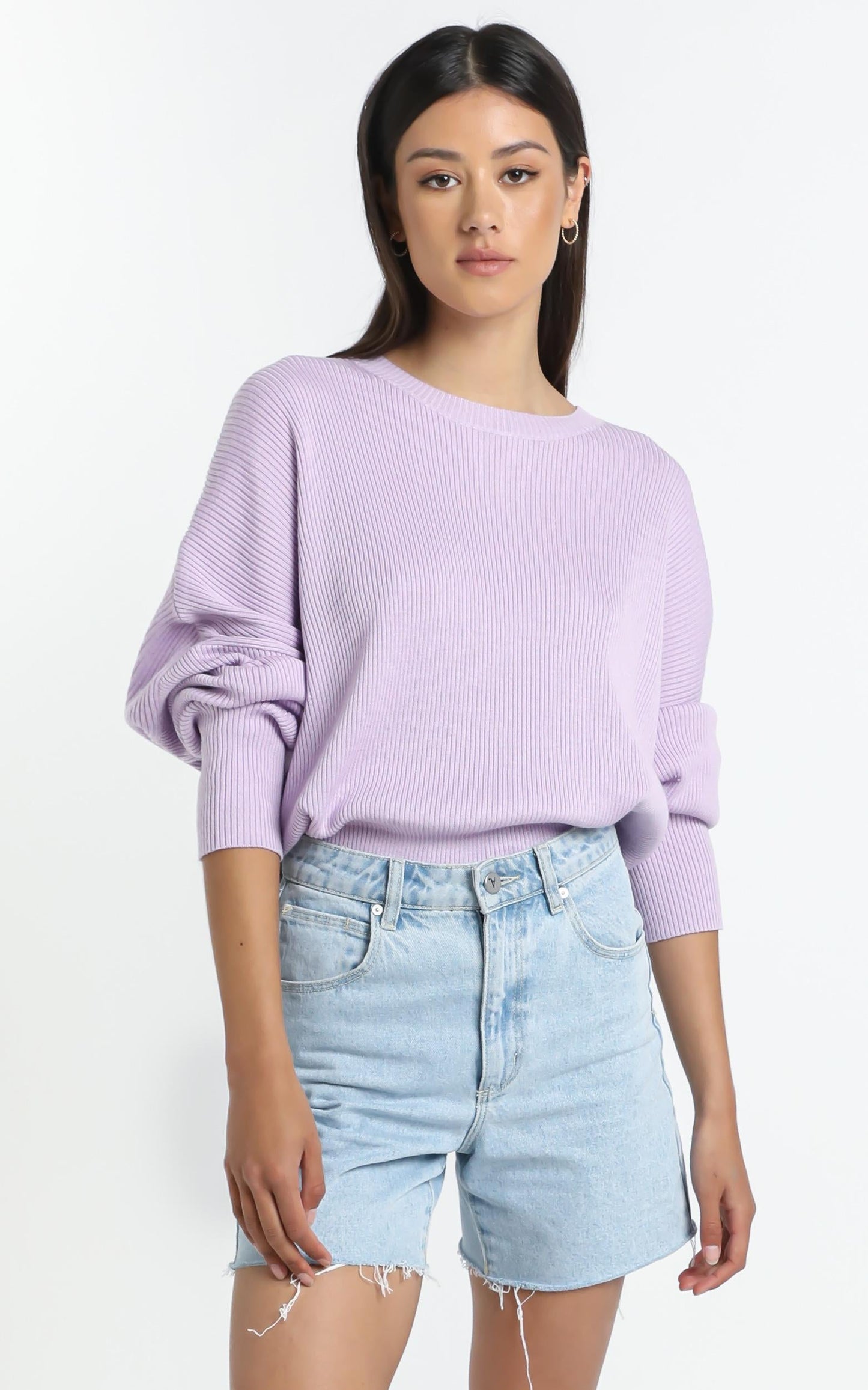 Lullaby Club - Alex Knit Sweater in Periwinkle