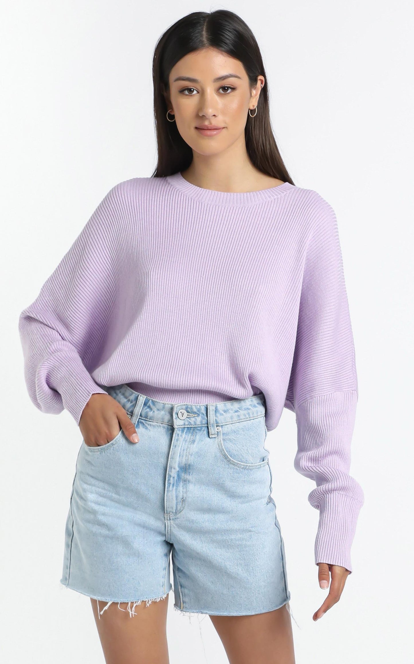 Lullaby Club - Alex Knit Sweater in Periwinkle