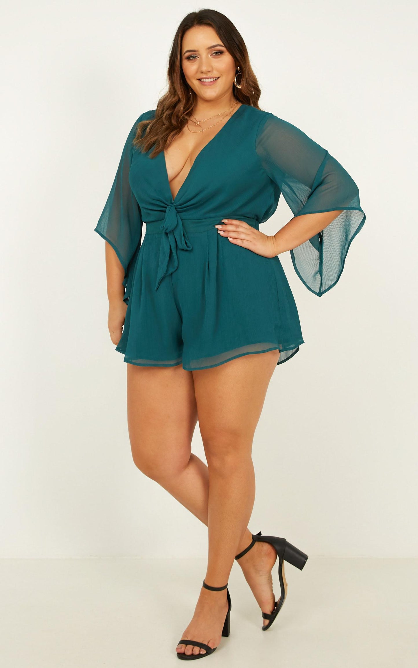 All Lit Up Playsuit In Emerald
