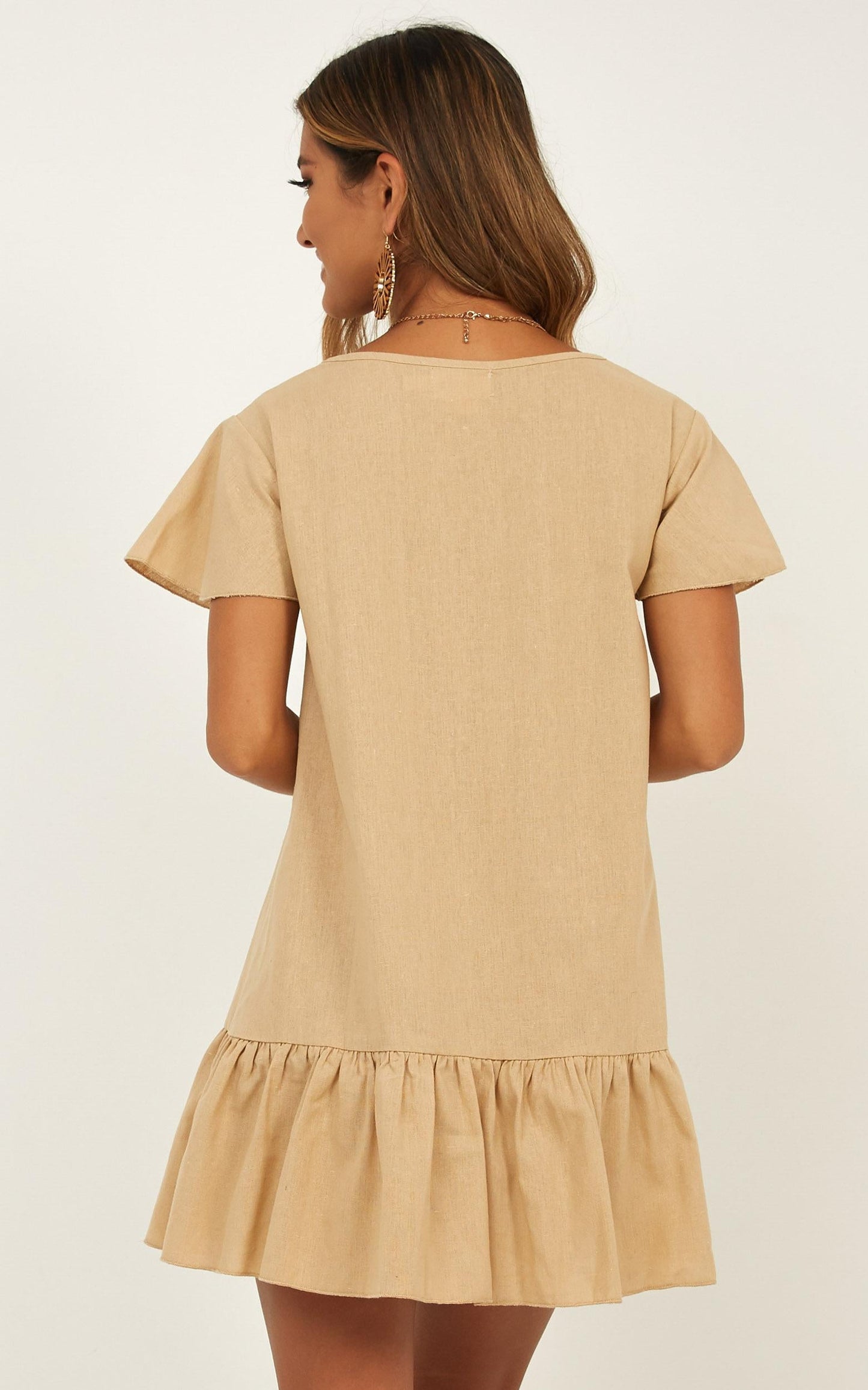 All Together Dress In Beige Linen Look
