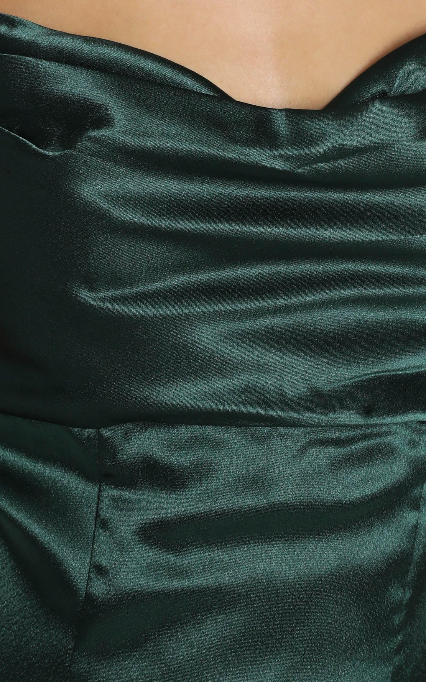Alysha Diamante Strap Maxi Dress In Emerald Green Satin