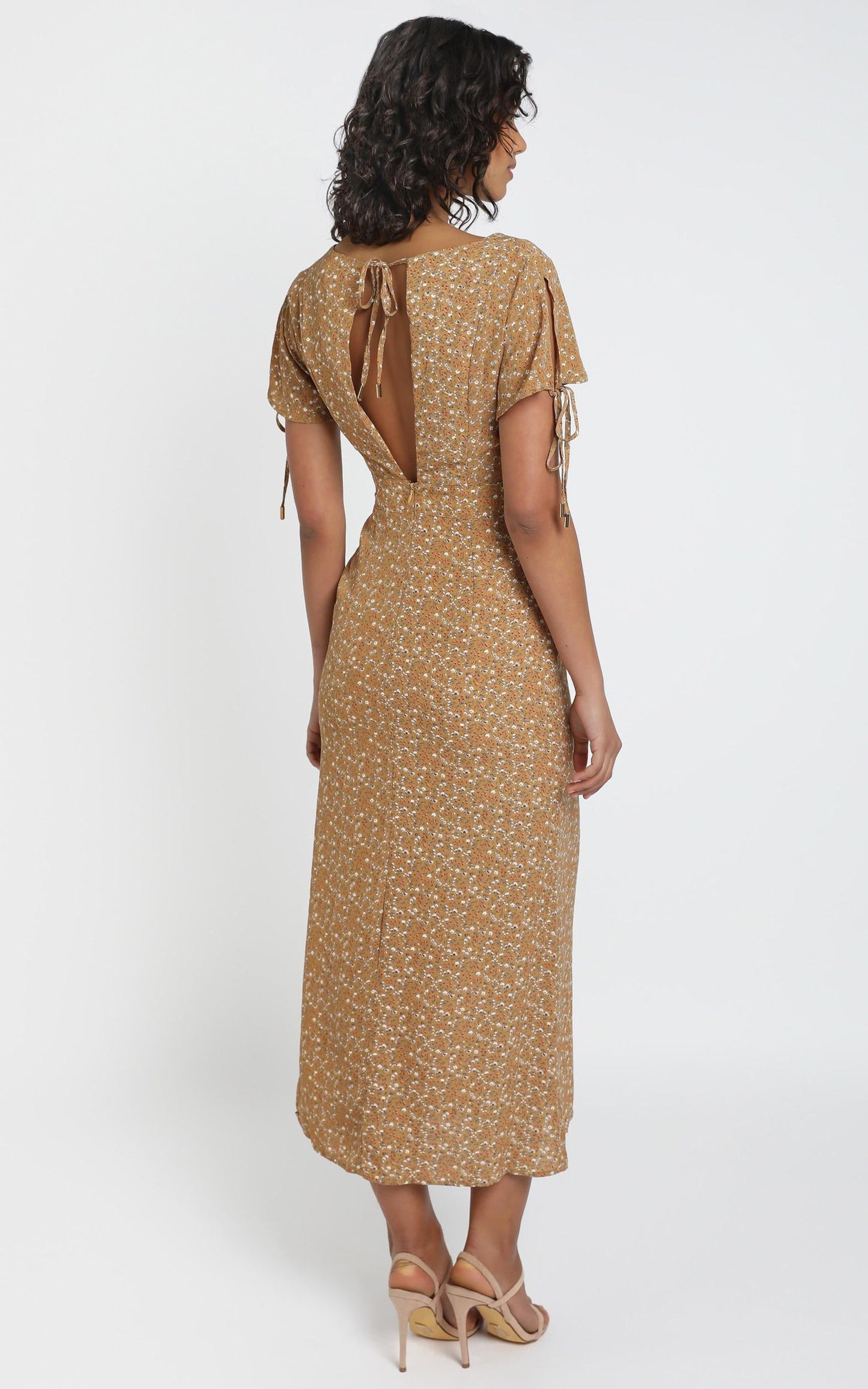 Amara Midi Dress in Mustard Floral