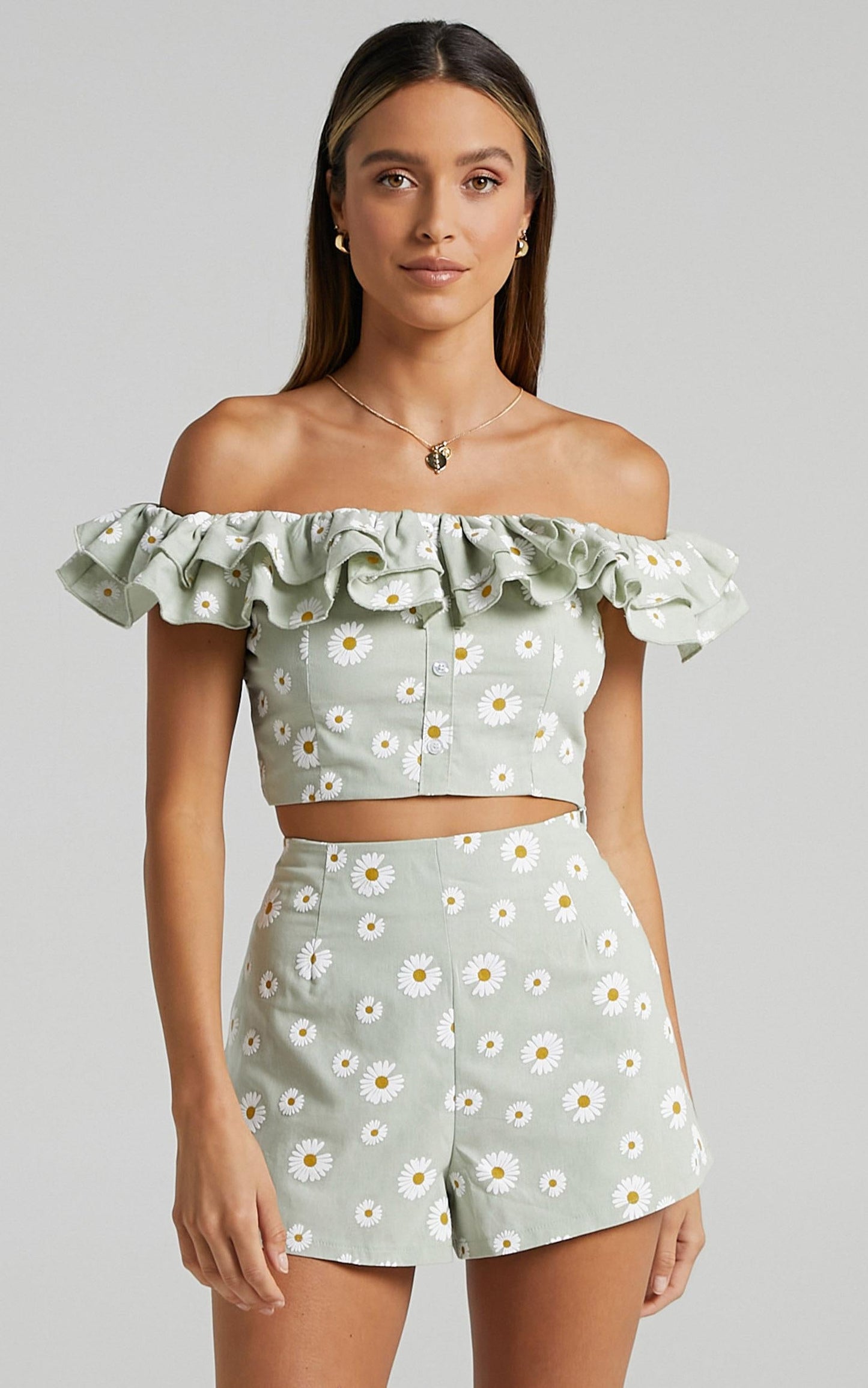 Amorette Top in Sage Daisies
