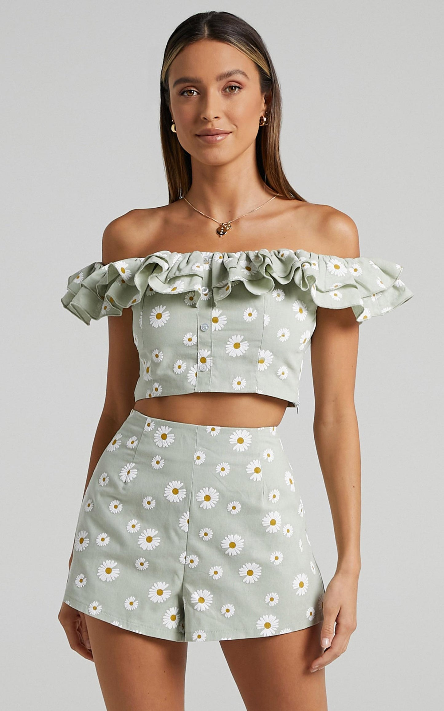 Amorette Top in Sage Daisies