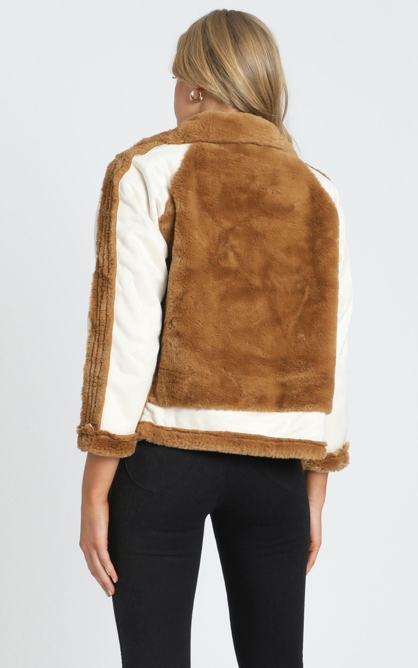 Layering Love Faux Fur Panel Jacket in Tan