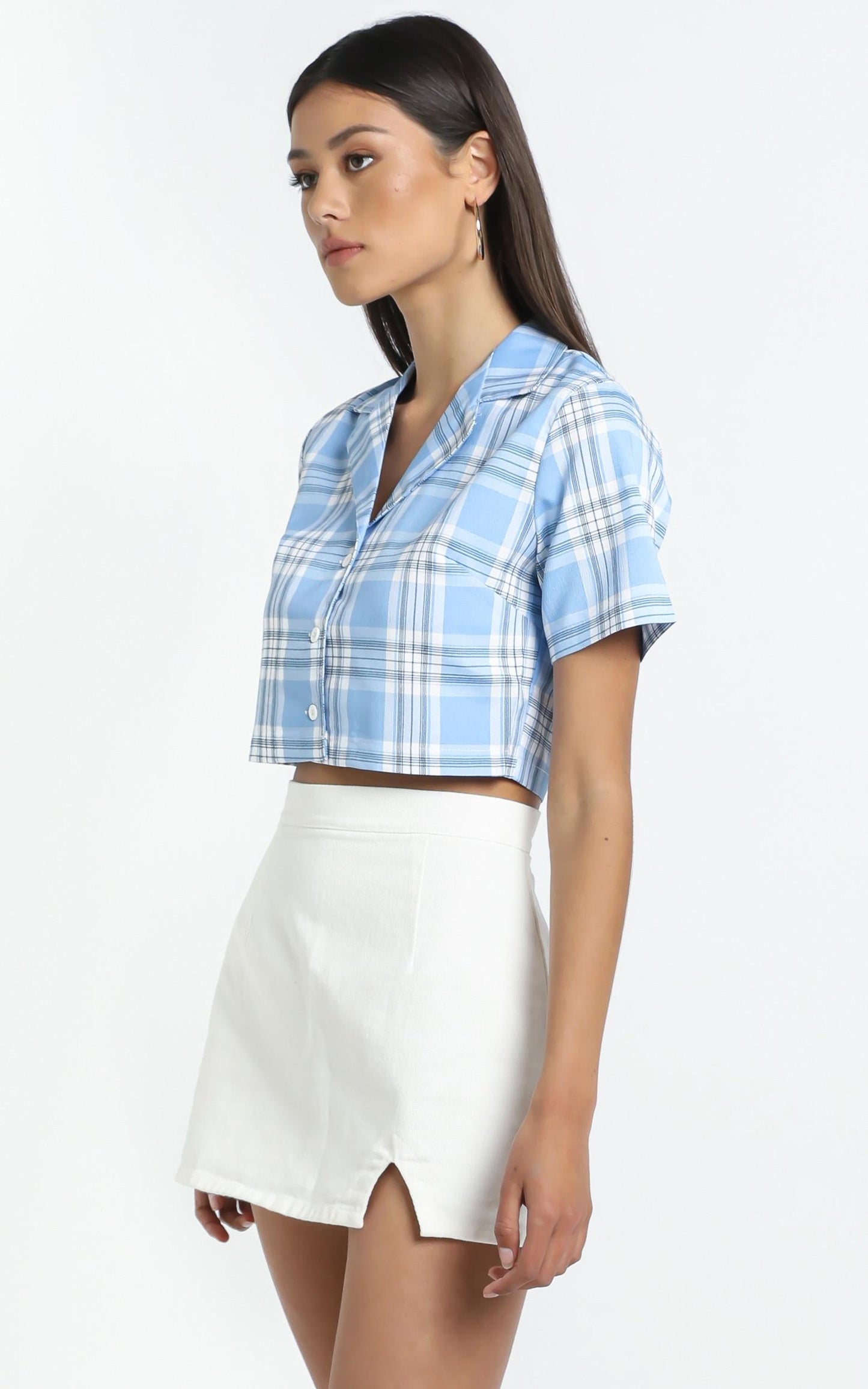 Amarah Top in Blue Check