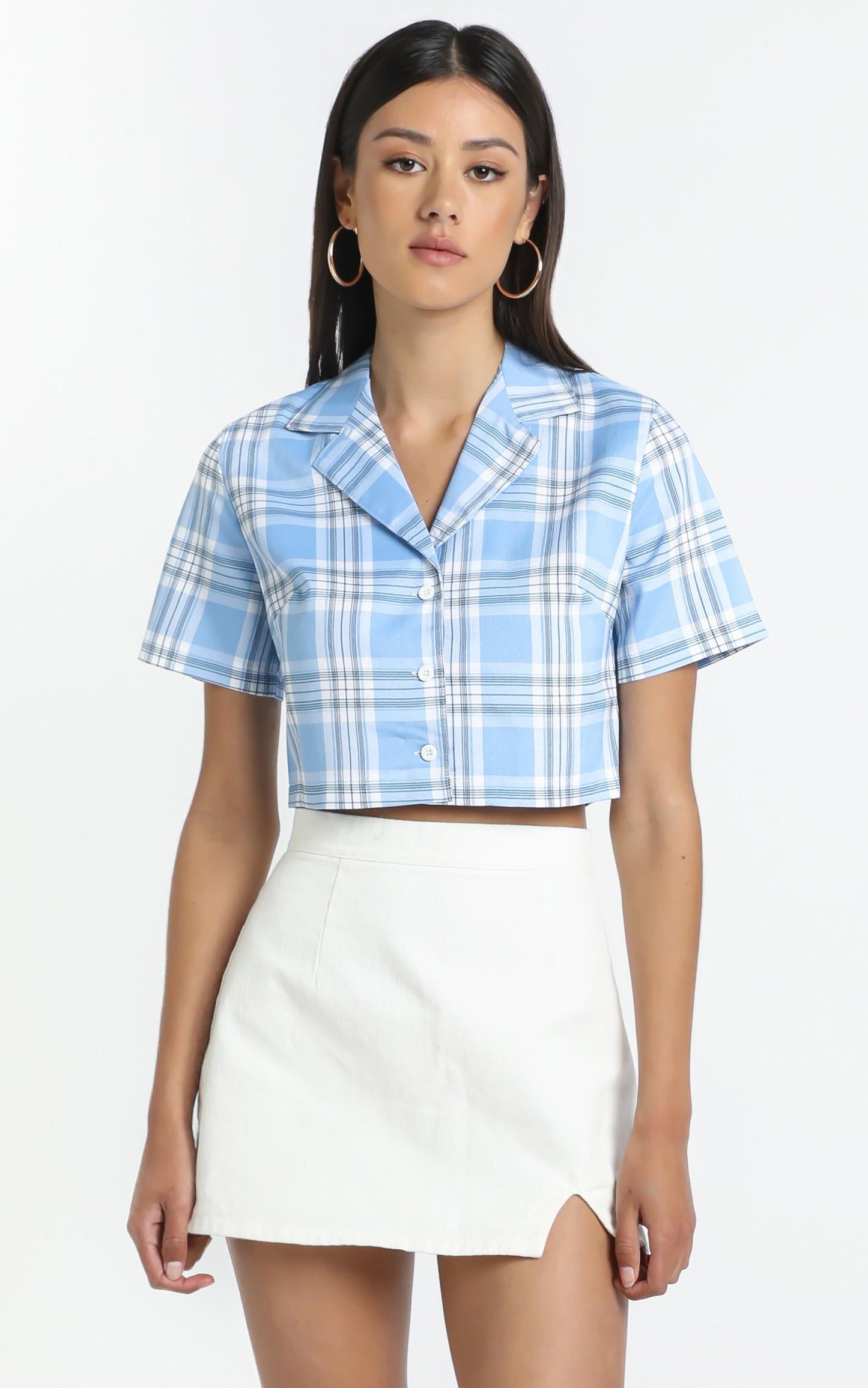 Amarah Top in Blue Check