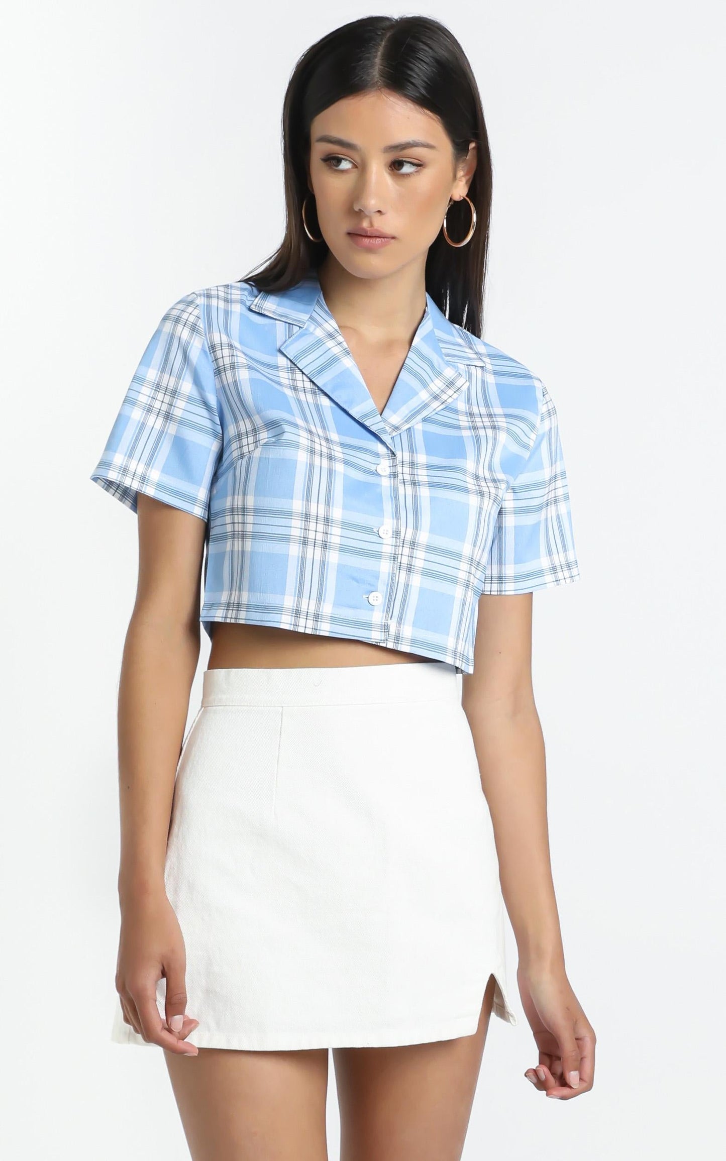 Amarah Top in Blue Check