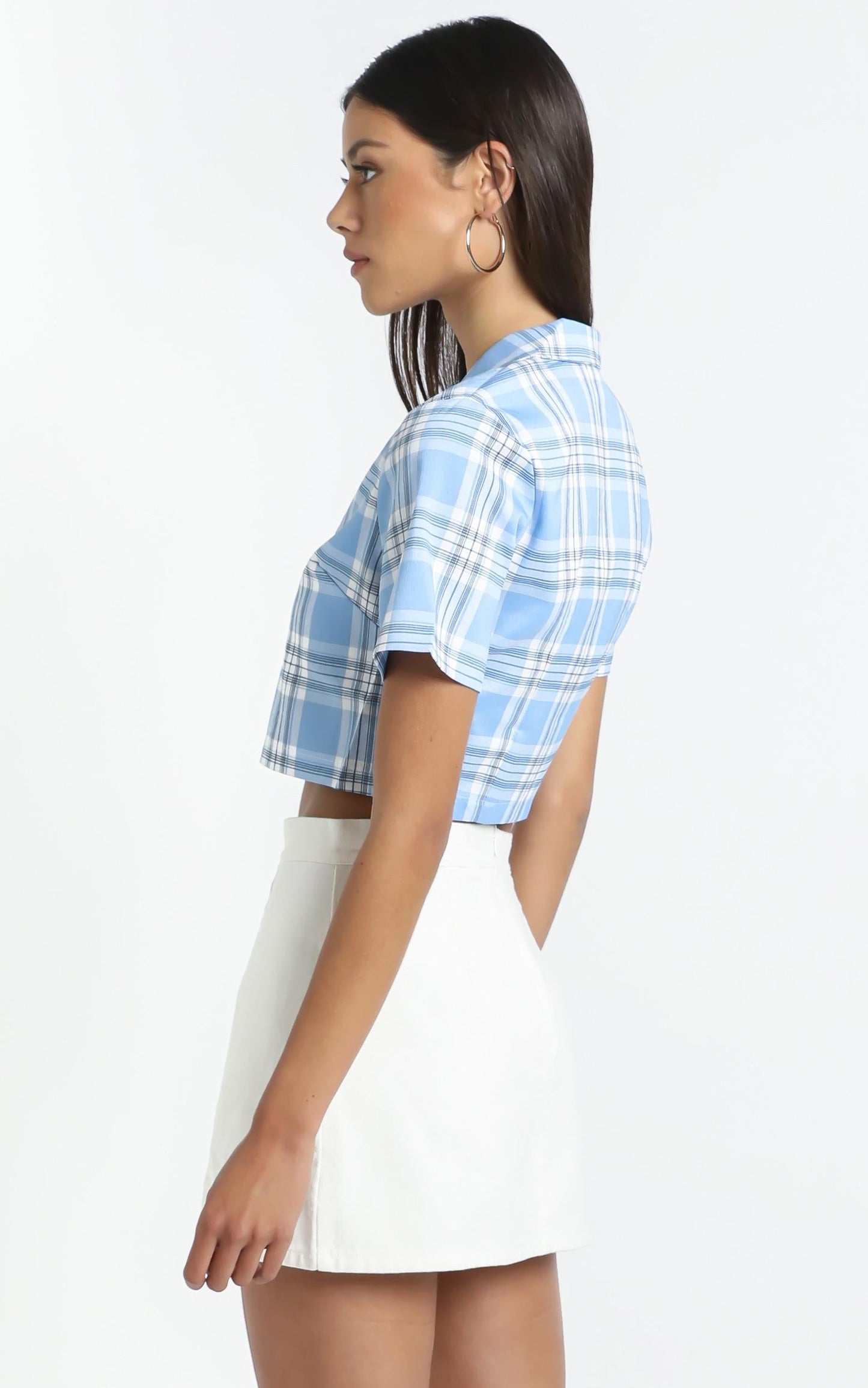 Amarah Top in Blue Check