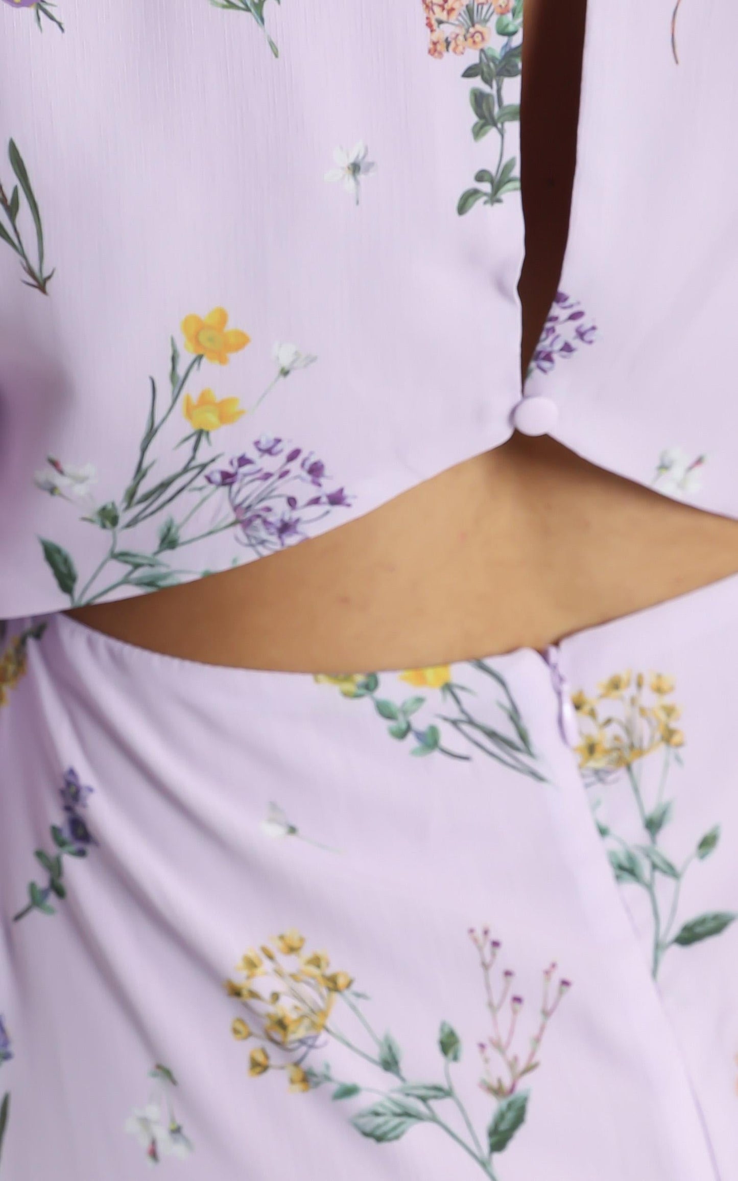 Andrea Long Sleeve Mini Dress in Lavender Botanical Floral