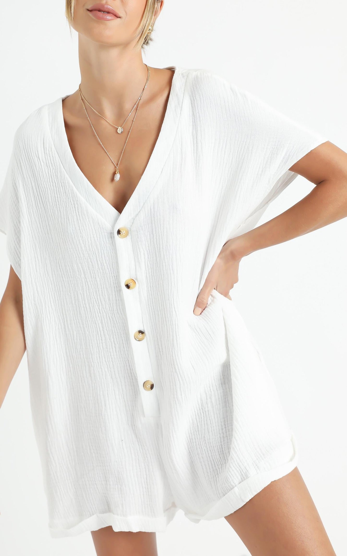 Angelie Playsuit in White