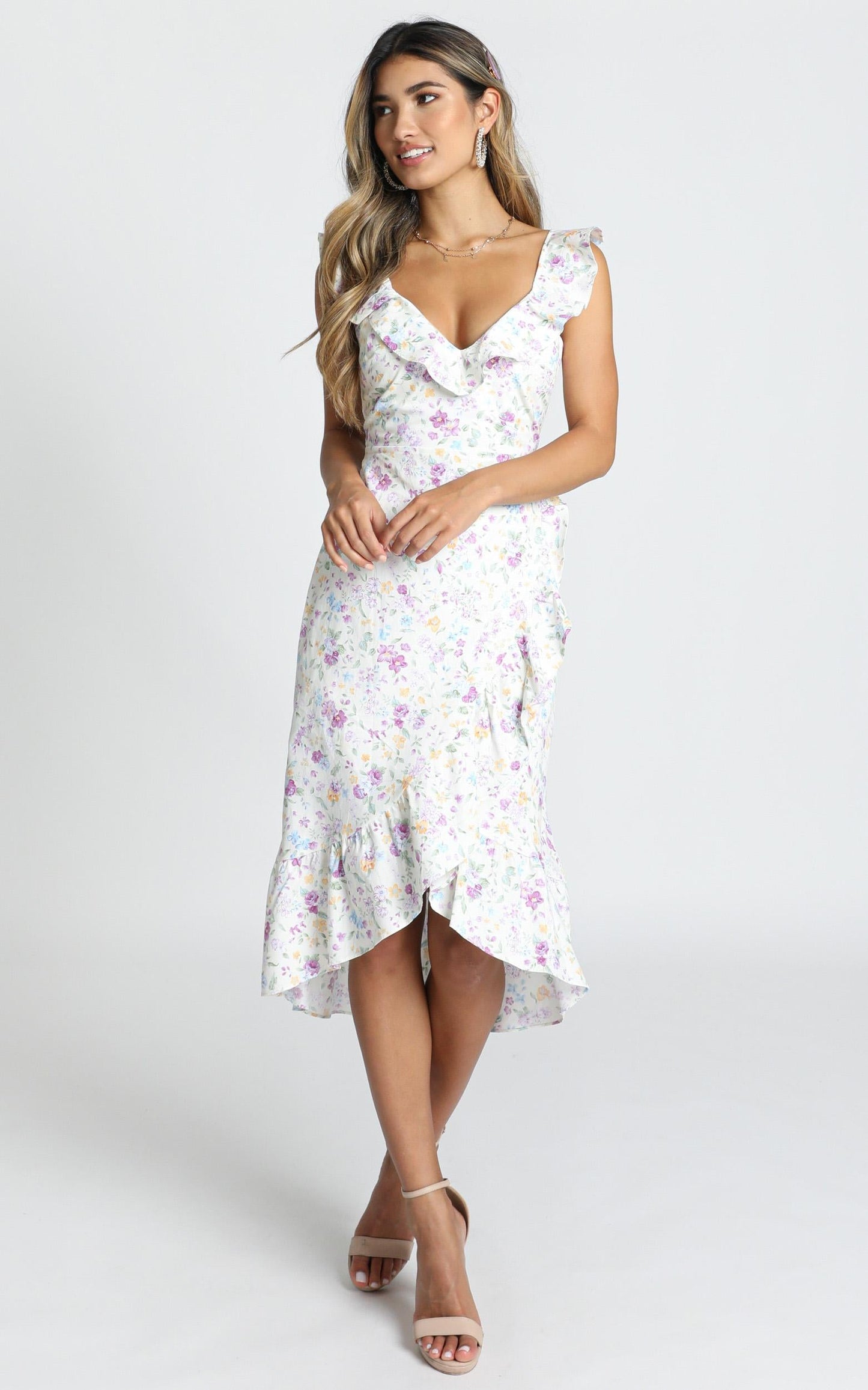 Antonella Midi Dress In Purple Floral